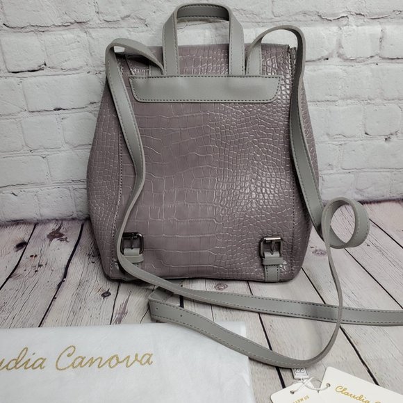 NWT Claudia Canova Grey Croc Flap Over Bac… - Picture 2 of 5